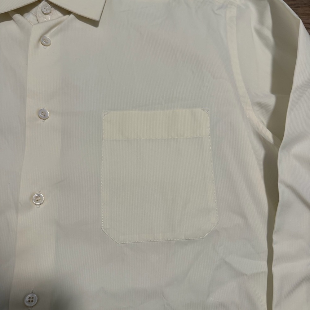 Brioni Shirt Mens 17.5 / 44 XL Ivory White Striped Button Up Dress Shirt Italy - Picture 3 of 10
